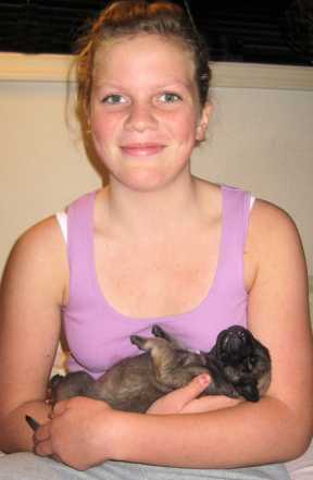 Megan with a Mastiff puppy
